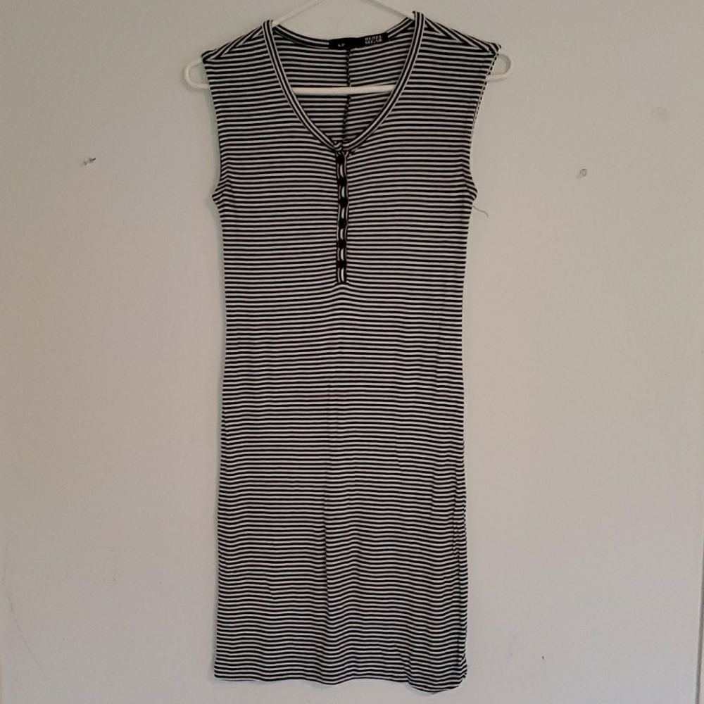 Black & white horizontal-striped dress
